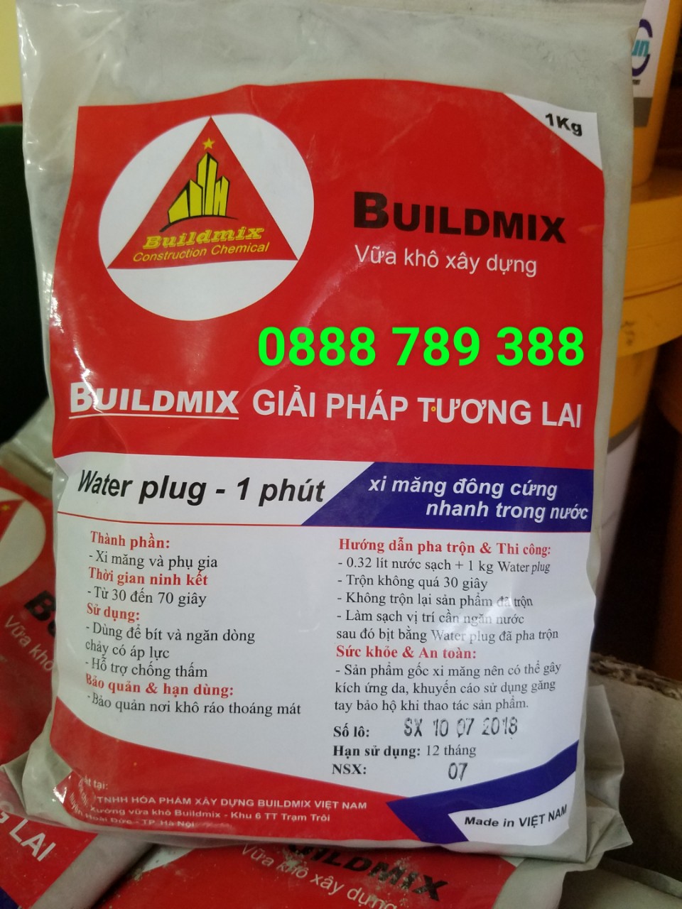 Buildmix Water Plug - Túi 1Kg - Vữa Đông Cứng Nhanh