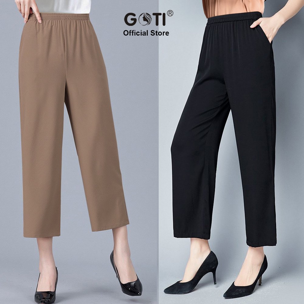 Goti - quần lững nữ trung niên cao cấp kiểu lưng thun co giãn nhẹ nhiều size nhiều màu đen 3q39