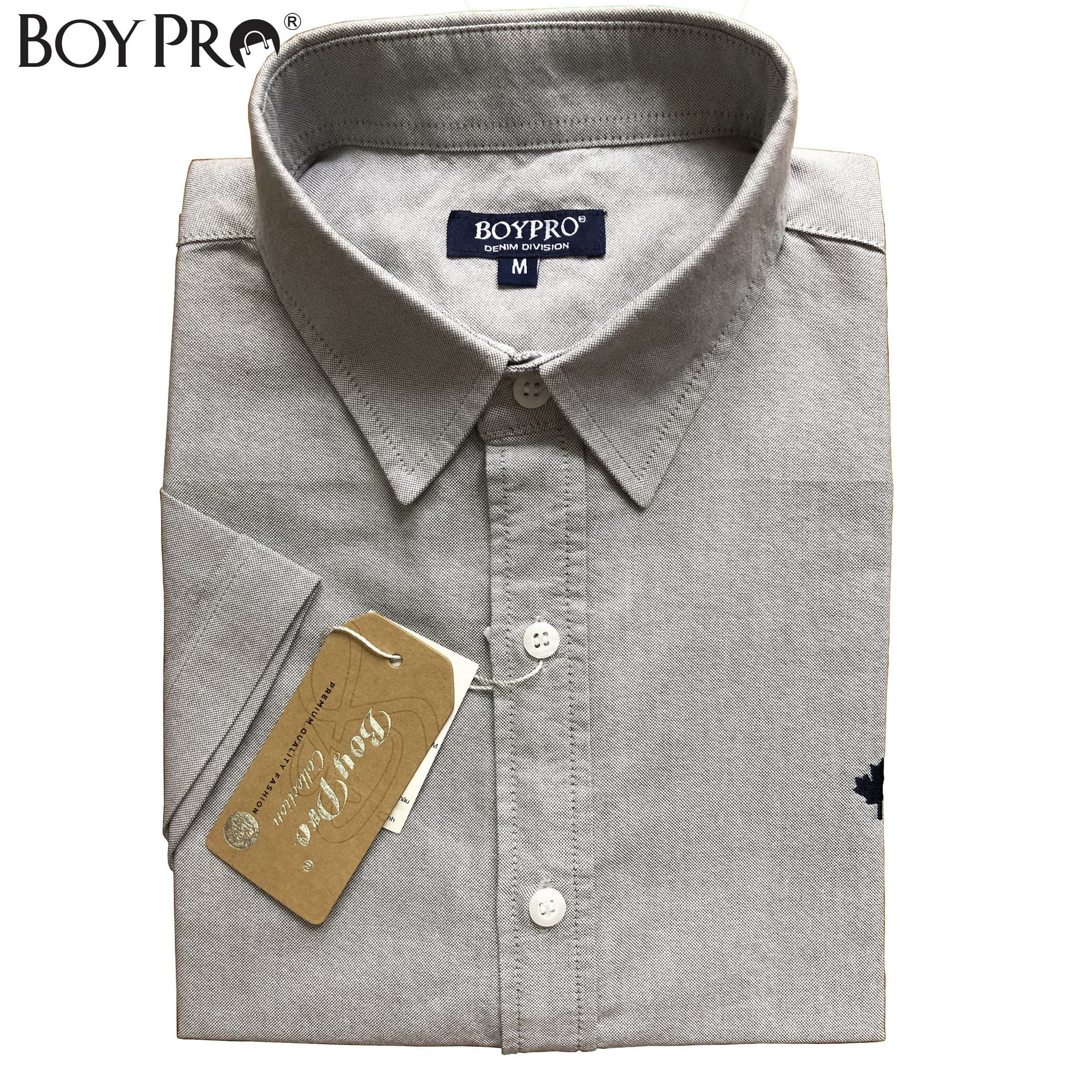 [MUA 2 GIAM 10K 3 GIAM 25K] Áo Sơ Mi Tay Ngắn Vải OxFord Màu Xám FO011