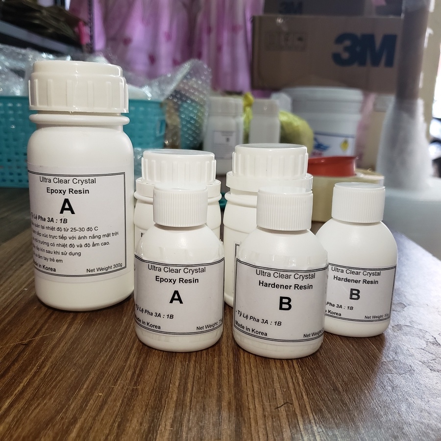 Hang keo epoxy resin ab hàn quốc trong suốt 3:1 đổ khối 3d mỹ thuật vẽ tranh cá 3d ...
