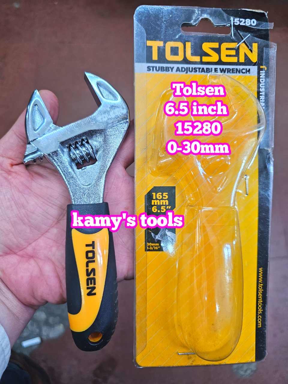 Mỏ lết mini tolsen mở miệng 30mm dài 165mm 6.5 inch 15280