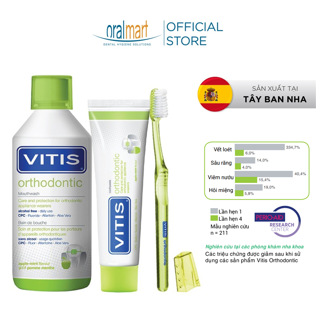 Bộ chăm sóc răng miệng dành cho người chỉnh nha Vitis Orthdontic Mixed Pack
