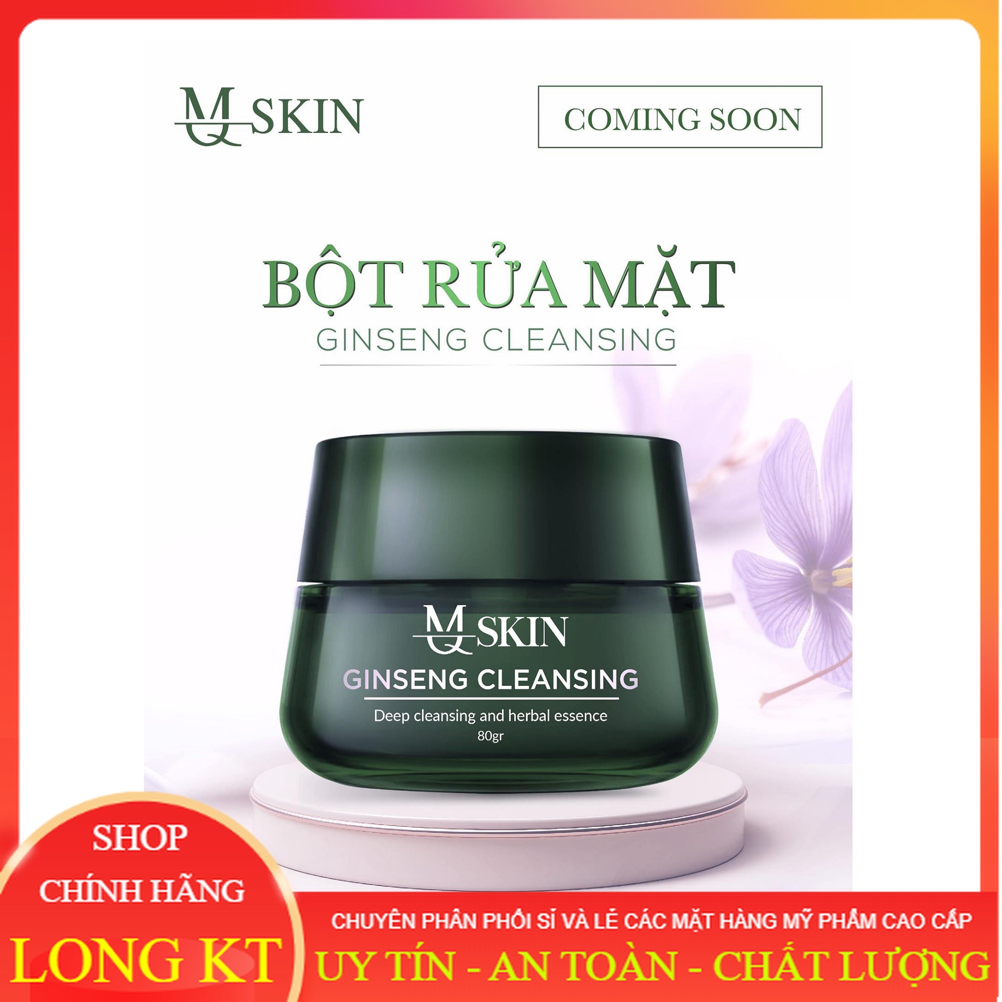 [ Mq skin - Chính hãng 100% ]Bột rửa mặt nhân sâm MQ SKIN mới - Bột rửa mặt MQ SKIN  bột rửa mặt nhân sâm nghệ hoa mẫu mới cao cấp 100gr