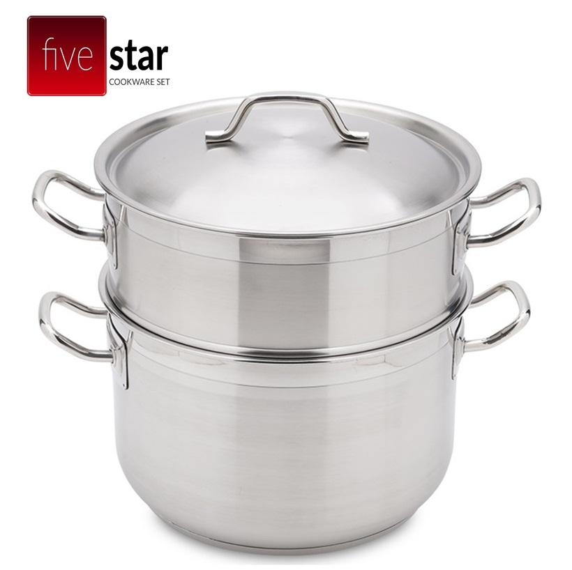 Bộ nồi xửng inox 3 đáy nắp inox 32cm fivestar st32-3d