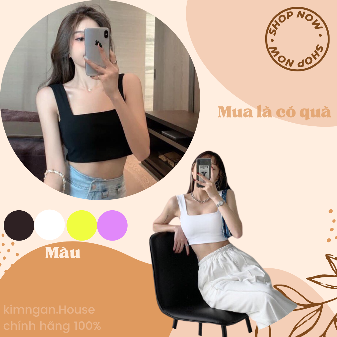 Áo hai dây bản to cổ Vuông nữ/ áo 2 dây Nữ bản to siêu hothit KIMNGAN.HOUSE