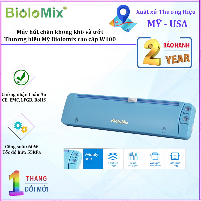 Máy Hút Chân Không Biolomix W100 công suất 60W- Nhập Khẩu Chính Hãng Bảo Hành 12 Tháng
