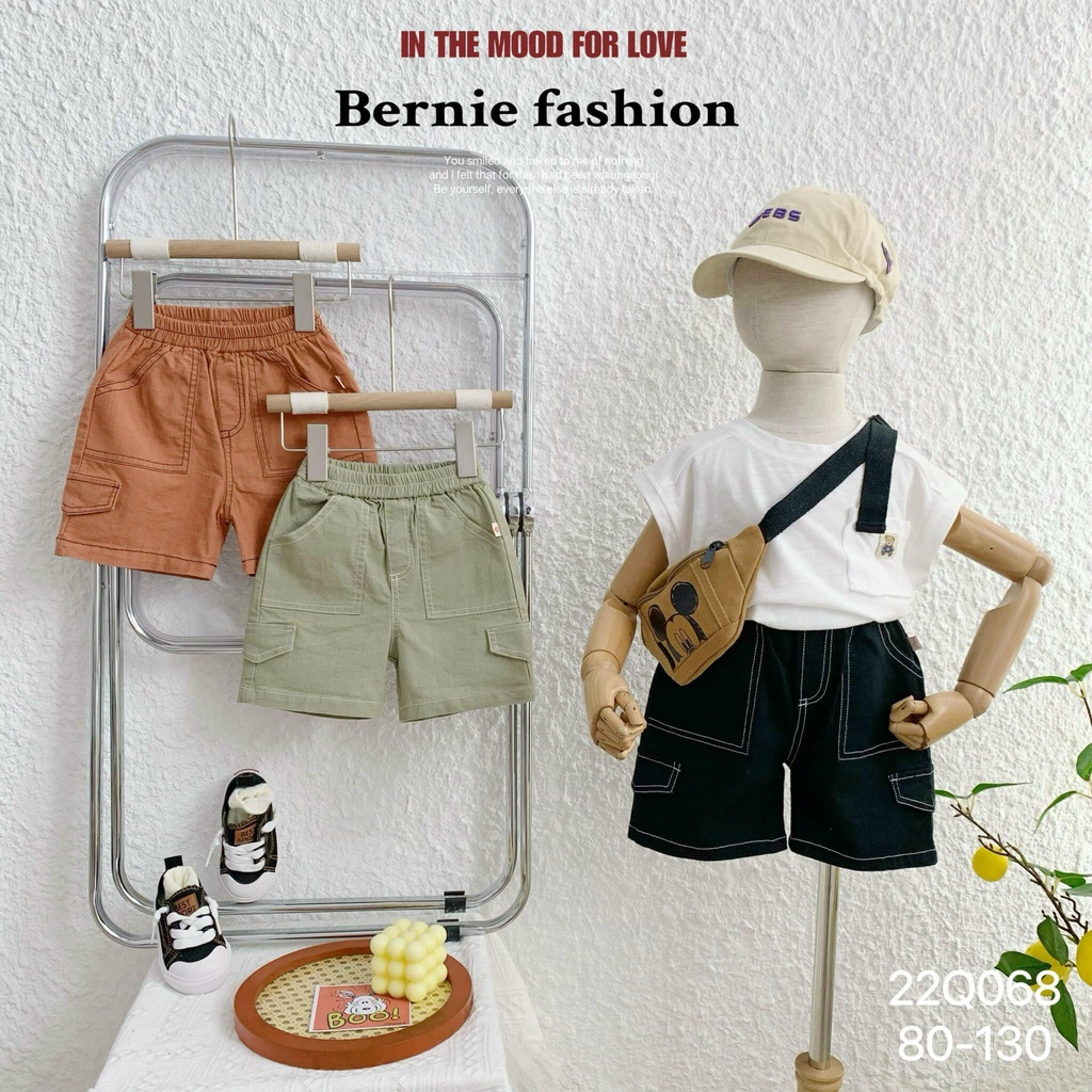 Quần sooc linen trần chỉ nổi Bernie cho bé trai