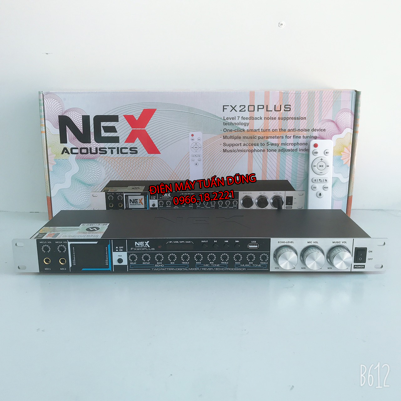 Vang cơ Karaoke Nex FX20 Plus - Vang nhại hay, chống hú tốt có bluetooth, cổng quang, usb, ngõ ra Sub ĐẶC BIỆT CÓ ĐIỀU KHIỂN