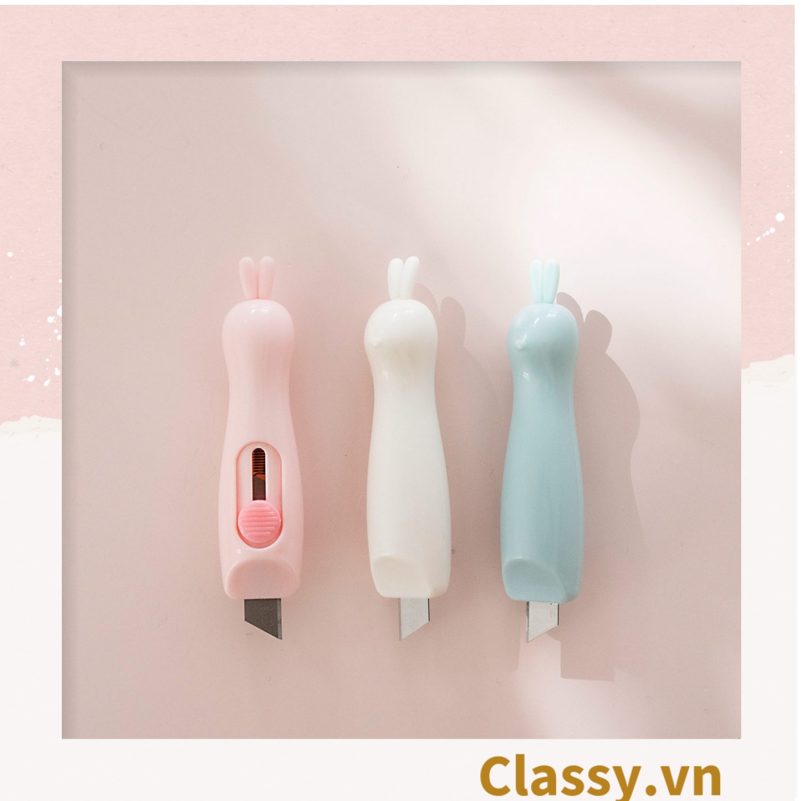 Classy Dao rọc giấy mini tai thỏ dễ thương trơn màu PK644