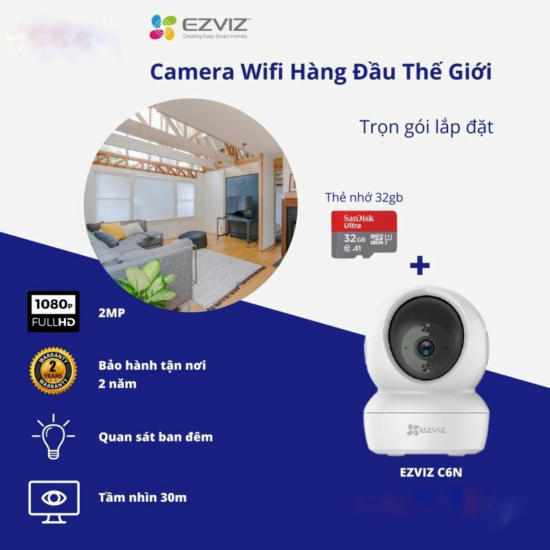 Camera ip wifi ezviz c6n full 1080p-hàng chính hãng