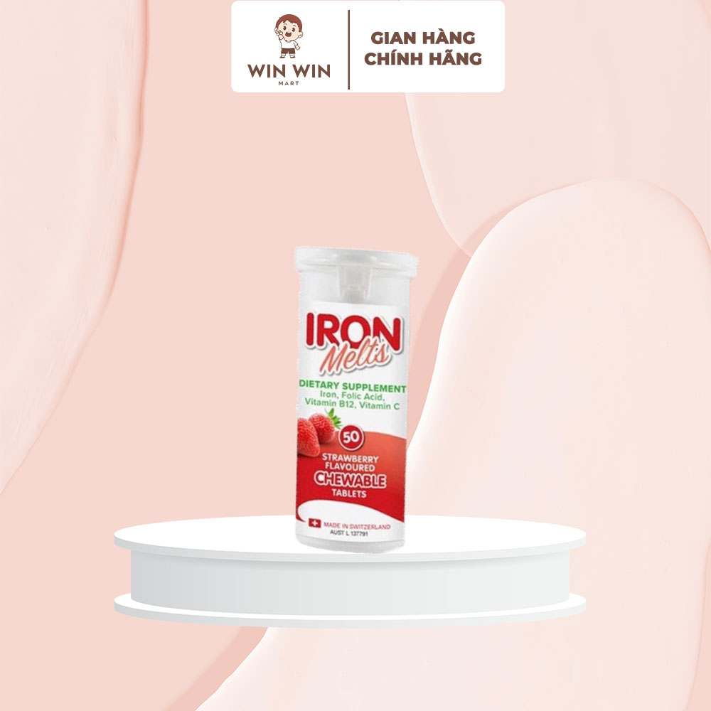 Viên Ngậm Bổ Sung Sắt Iron Melts Chewable Vị Dâu 50 Viên