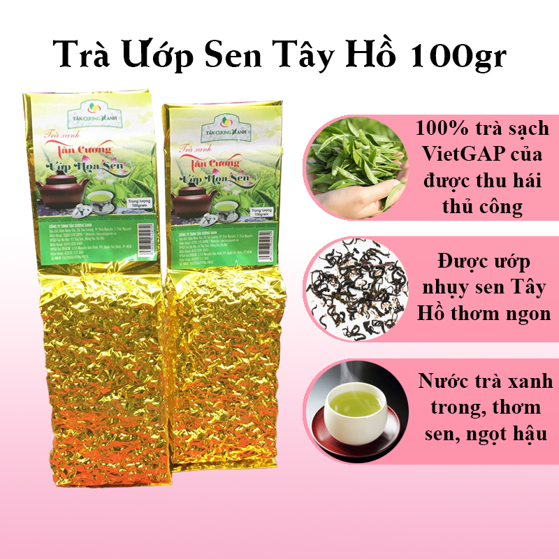 Trà ướp sen tây hồ - chè tân cương ướp sen tân cương xanh chính hãng - trà sen thanh nhiệt cơ thể 100g, 200g, 500g