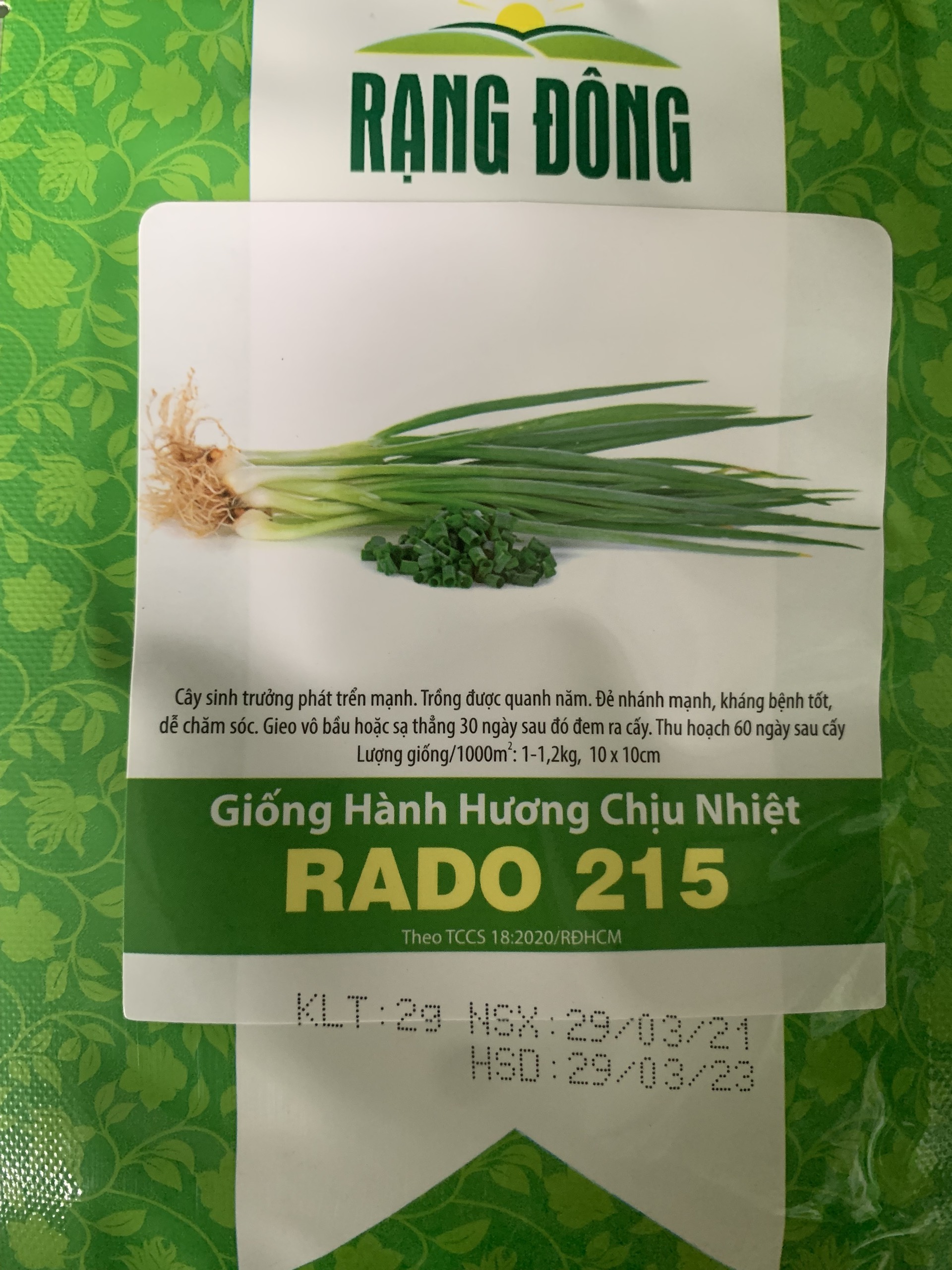 Hạt giống hành hương chịu nhiệt gói 2gr - rado 215