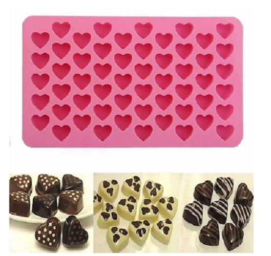 Khuôn silicon hình trái tim hồng ( 55 viên)