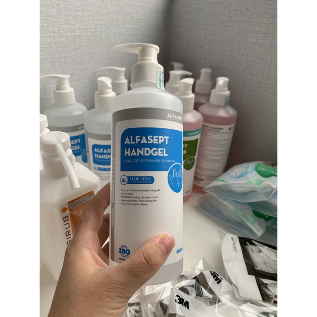 Gel rửa tay nhanh sát khuẩn alfasept handgel 500ml - mẫu mã mới