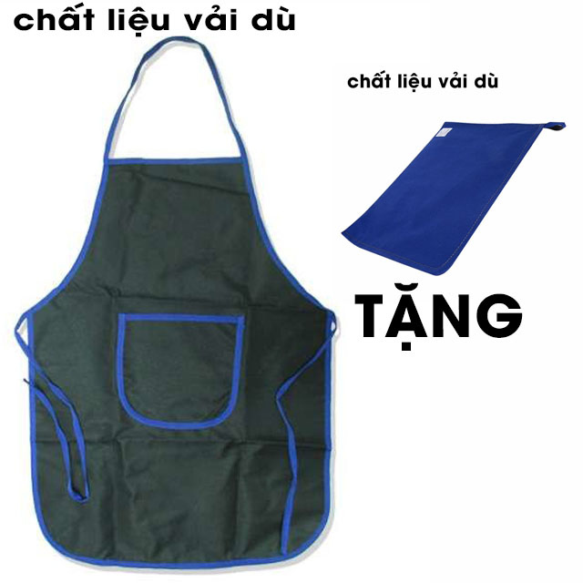 Tạp dề làm bếp chất liệu vải dù tặng 1 túi đập đá vải dù size 25x40 cm.