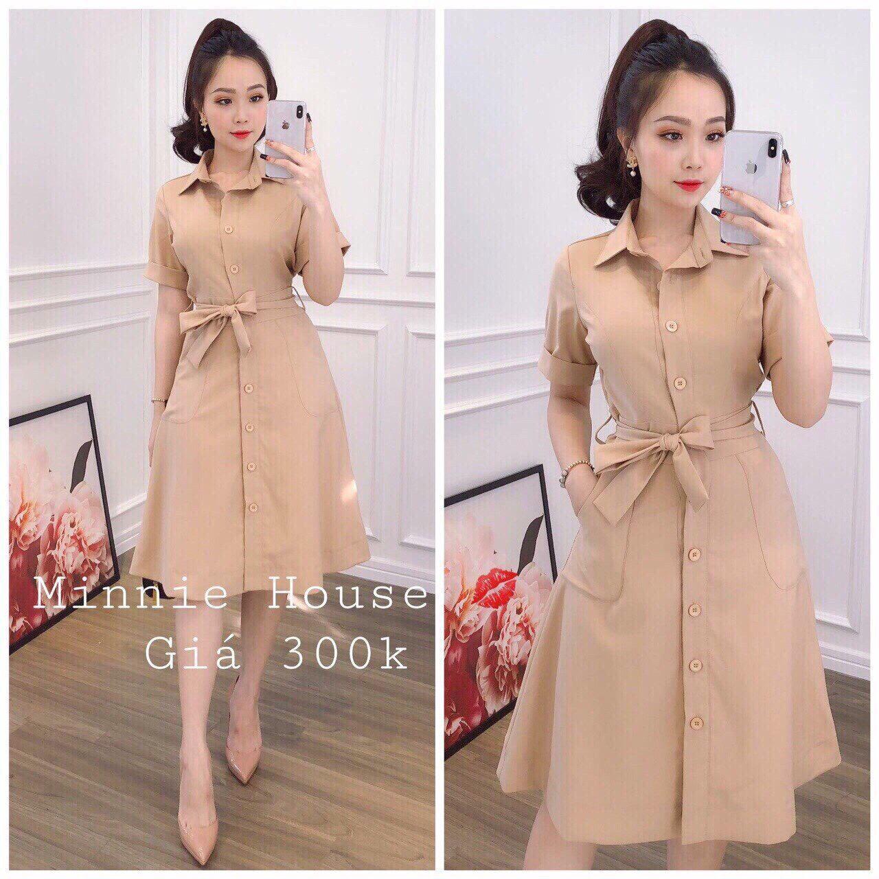 ( HÌNH THẬT) ĐẦM SƠ MI CỘT EO HÀNG QUẢNG CHÂU