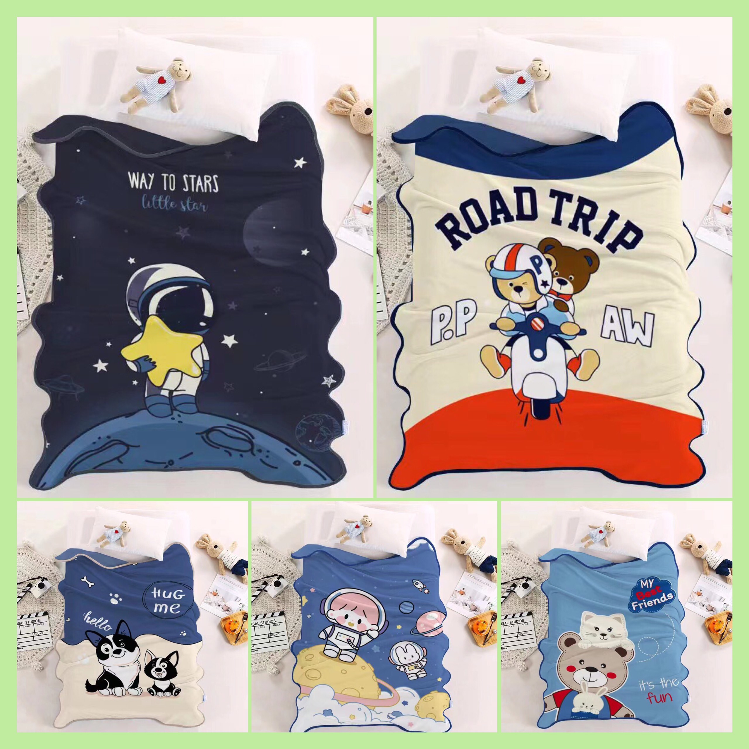 Chăn Tuyết Nhung Trẻ Em 1M x 1M4 - Mền Nỉ Tuyết cho Bé đi học ( Dùng Quanh Năm)