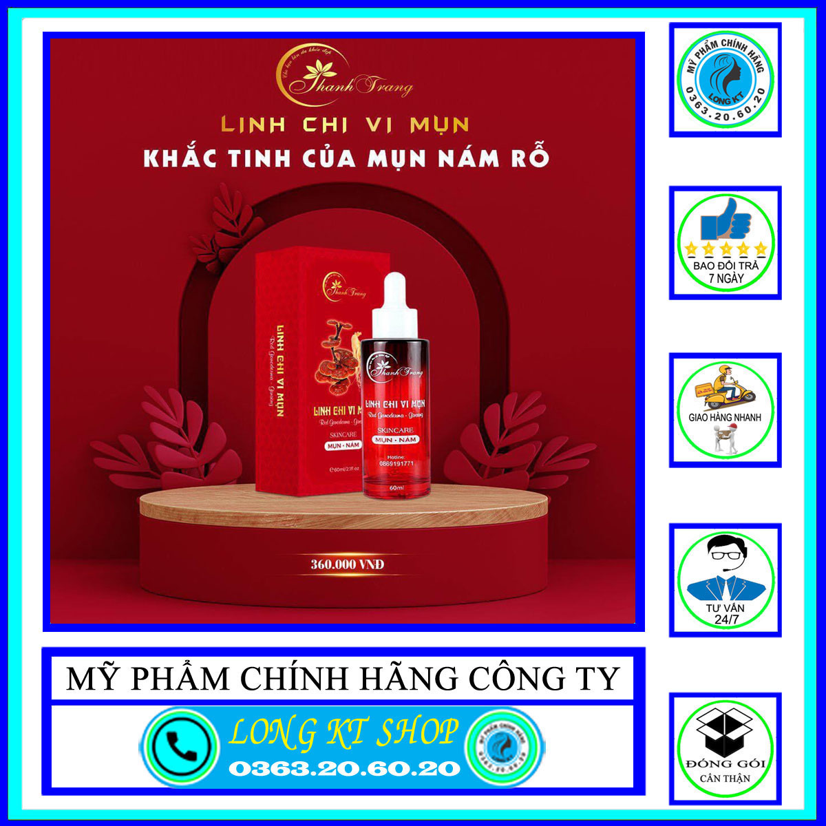 [Thanh trang giá sĩ] Tặng bột Mẫu mới - Thảo dược tái tạo da  Linh chi vi mụn MỸ phẩmThanh Trang - Chuyên Gia mụn Thâm Sẹo Rỗ