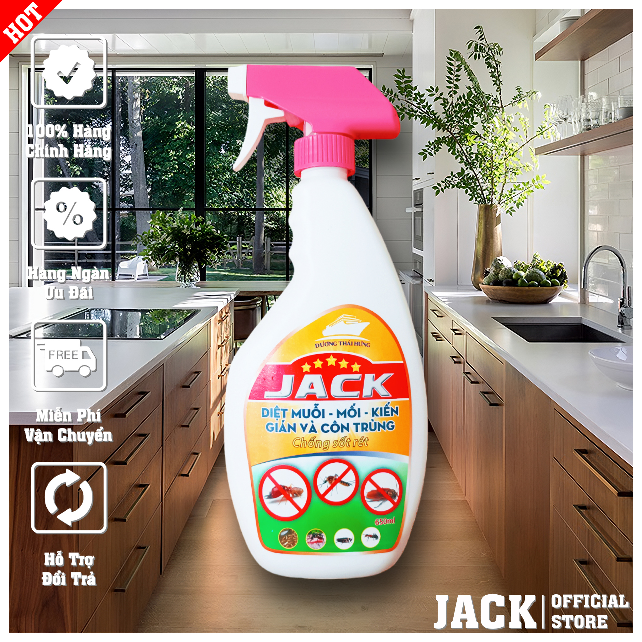 Diệt Côn Trùng, Diệt Mối, Diệt Kiến, Diệt Gián Loại Chuyên Dụng Siêu Mạnh Jack 650ml