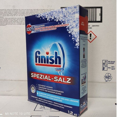 Muối làm mềm nước Finish NK Đức 1.2kg . Tặng que thử nước dùng cho Máy Rửa Bát‎