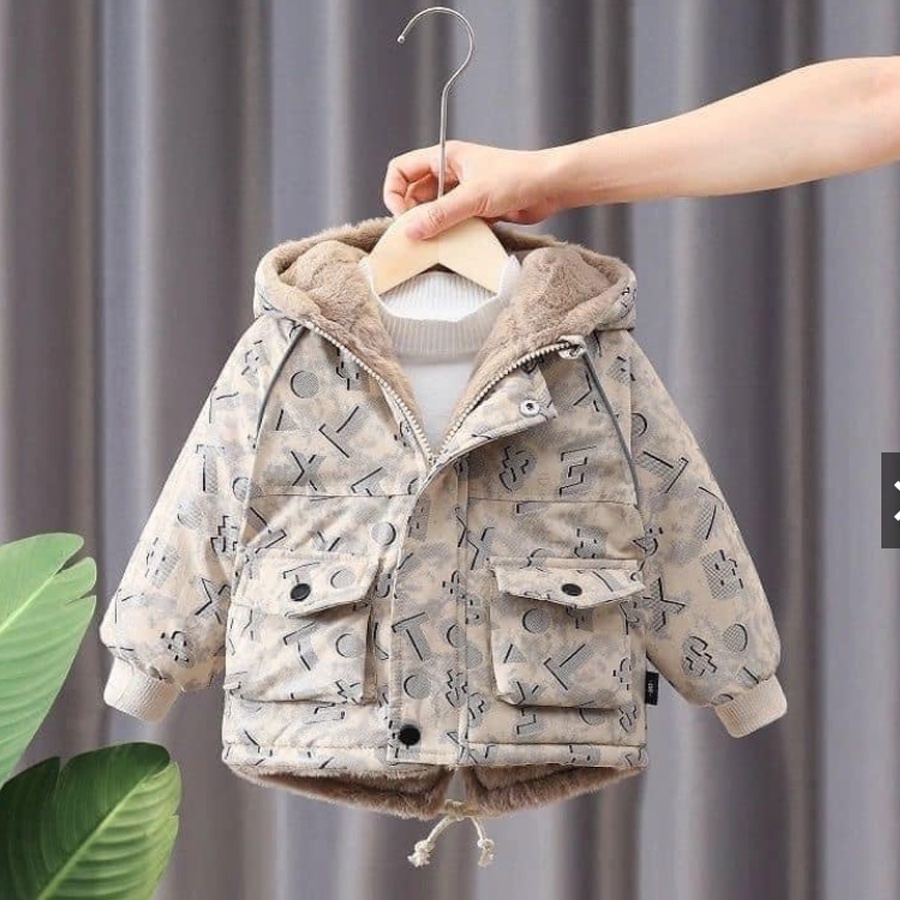 Rập giấy áo khoác có mũ cho bé trai, bé gái