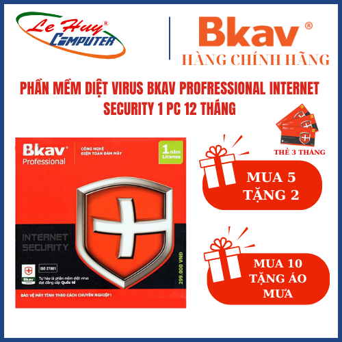  Phần Mềm Diệt Virus BKAV Profressional Internet Security 1 PC 12 Tháng - Hàng Chính Hãng 