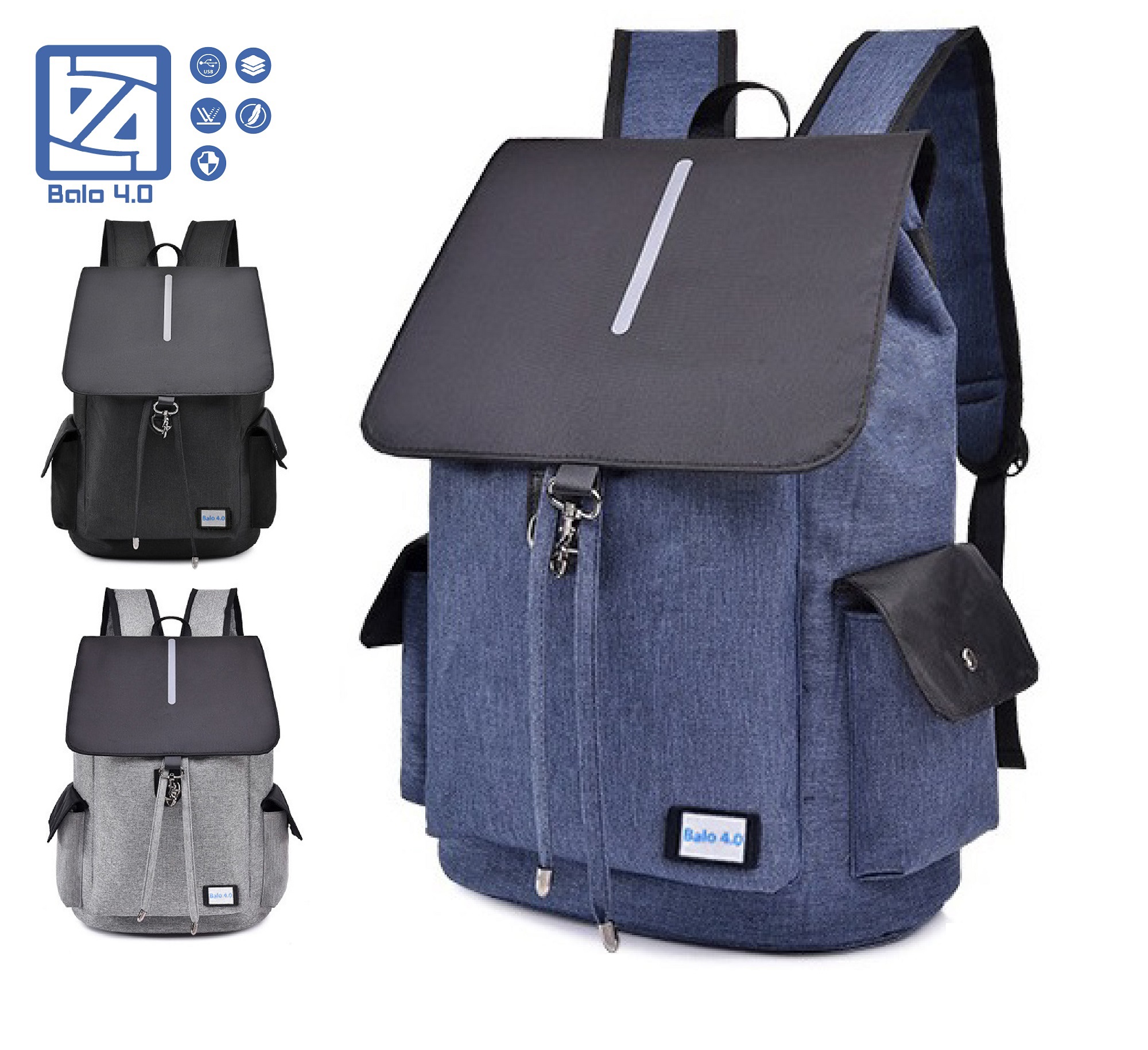 Balo thời trang nam nữ, balo đi học, balo học sinh vải dày chất liệu cao cấp UNS BALO4.0