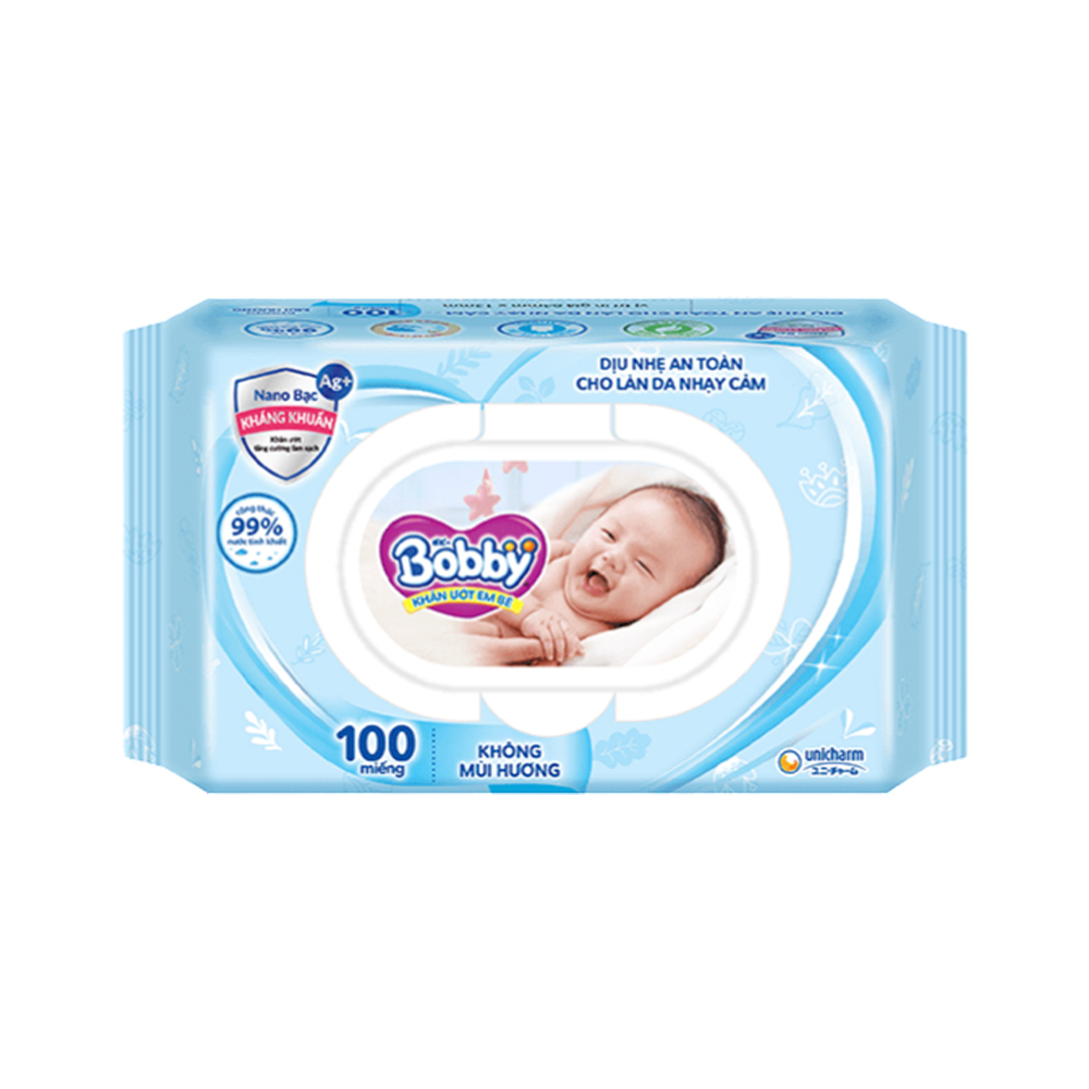 Combo 4 gói Khăn ướt trẻ em Bobby Care Không mùi hương - 100 tờ