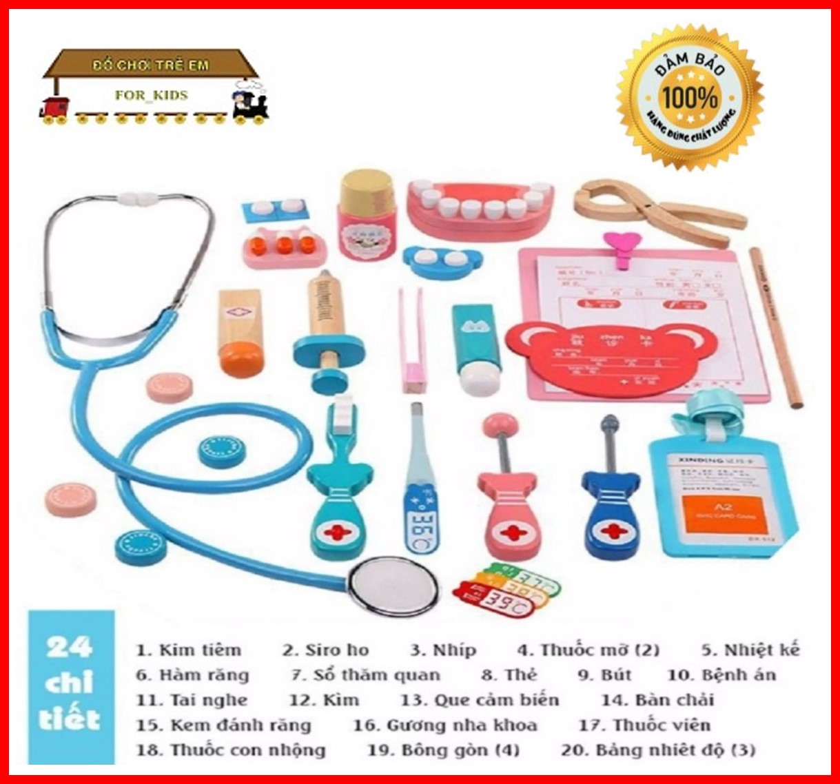 Đồ Chơi Bác Sỹ Bằng Gỗ Cho Bé, Bác sĩ nha khoa cho cả bé trai và bé gái, Đồ chơi khám bệnh cao cấp