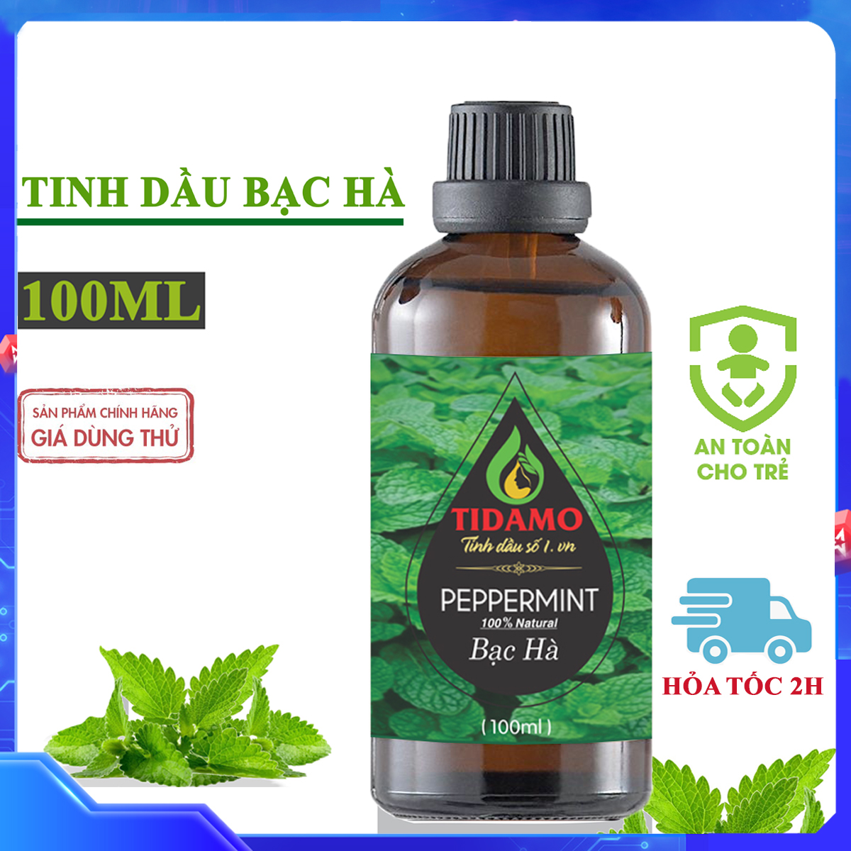 Tinh Dầu BẠC HÀ 100ML Nguyên Chất Nhập Khẩu - Tinh Dầu Xông Phòng Bạc Hà (Peppermint) Giúp Bảo Vệ Sứ
