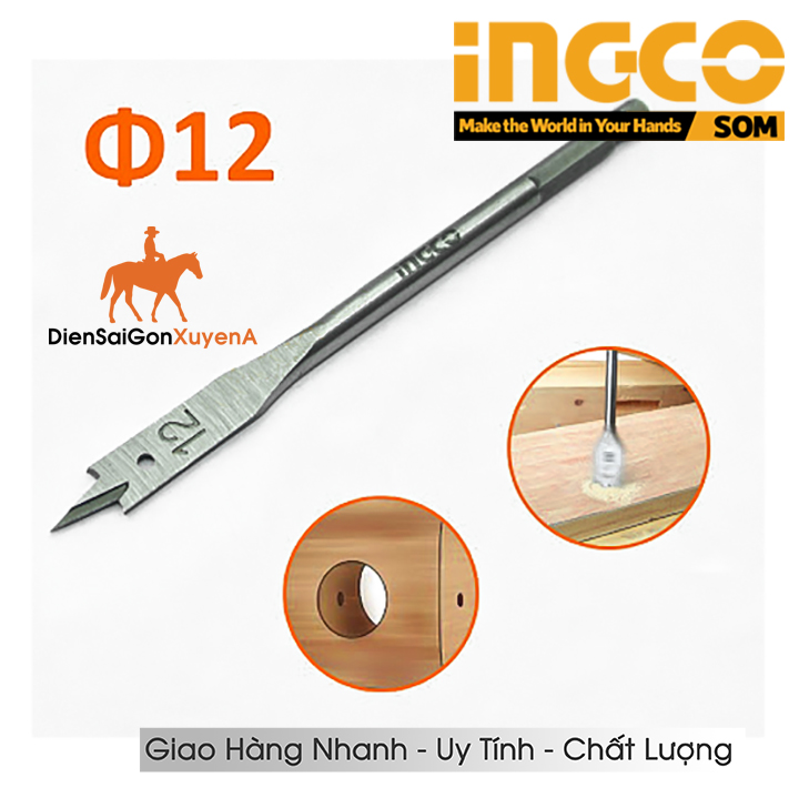 Mũi khoan gỗ 12li đầu dẹp 12x152mm ingco dbw2211201 - ngô gia tools