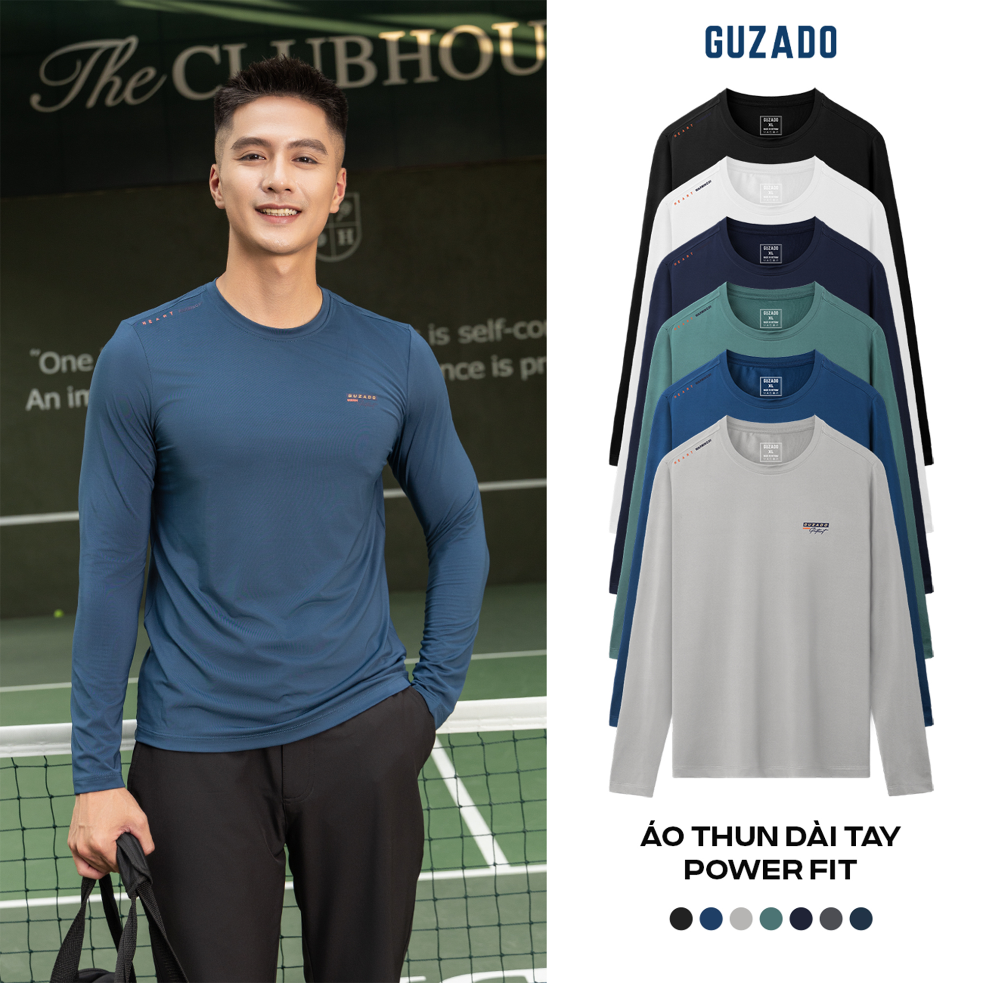  Áo Thun Dài Tay GUZADO Áo Giữ Nhiệt Chất Liệu Heattech Thoáng Khí Mềm Mịn Nhiều Màu Basic Dễ Mix Đồ Năng Động Trẻ Trung GDT02 