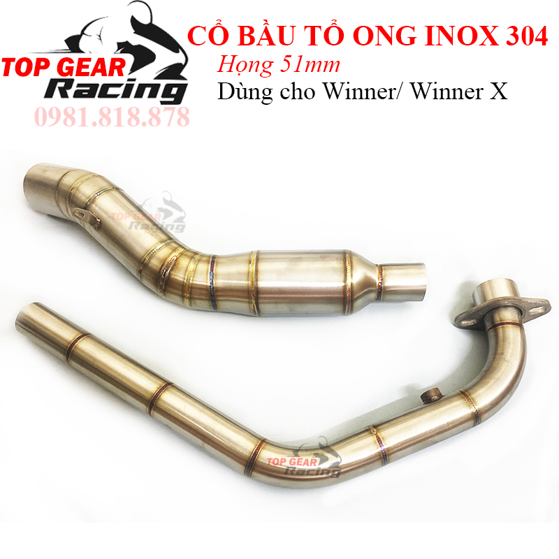 Cổ Pô Winner, Winner X - Bầu Tổ Ong - Inox 304 Có Lỗ Cảm Biến <TOPGEAR>
