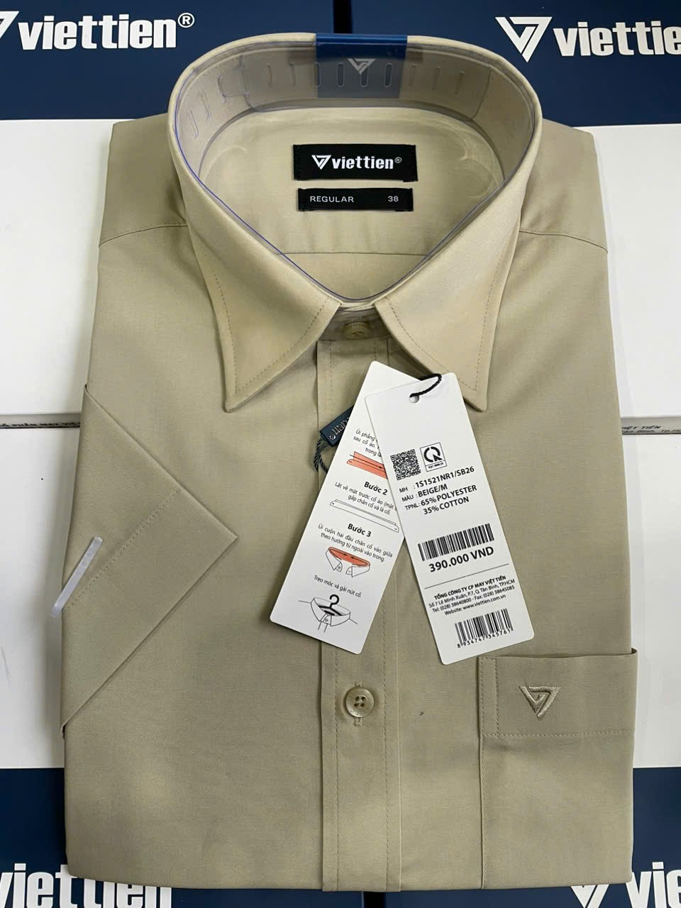 Áo sơ mi nam màu tay ngắn Việt Tiến (1S1521)