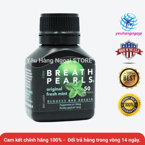 Viên uống ngậm Thơm Miệng Breath Pearls Úc 50 viên – Giảm hôi miệng hiệu quả.