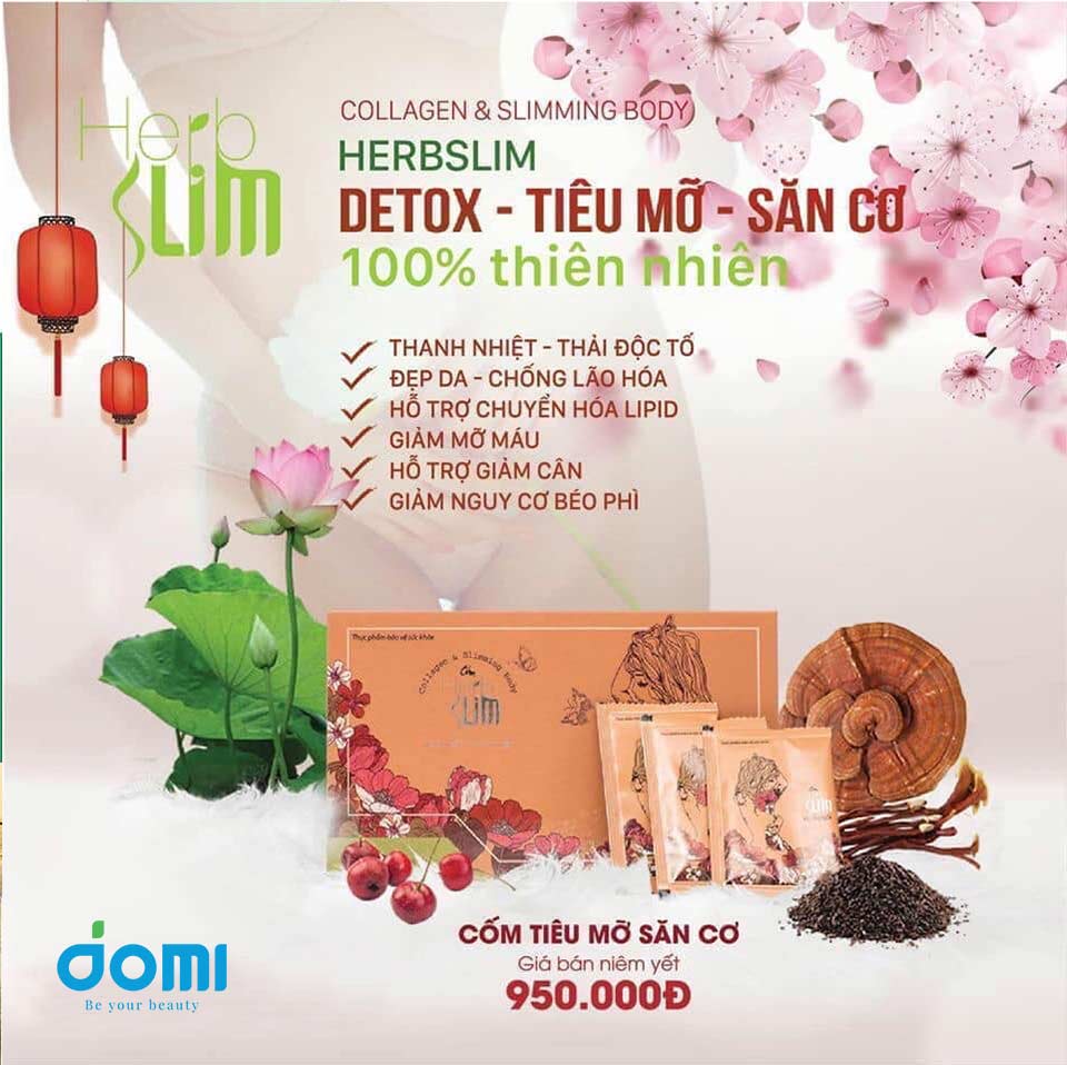 Combo giảm cân Herb Slim chính hãng( 1 hộp và 1 gói cốm đào thải mỡ nội tạng tặng 1 hộp mầm ngũ cốc ăn kiêng)