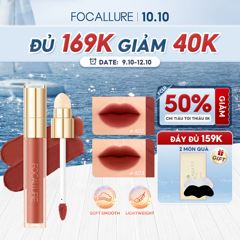 【Mua 1, giảm 40%  Son Môi FOCALLURE Chất Nhung Lì Màu Hổ Phách Trọng Lượng Nhẹ Dưỡng Ẩm Thoáng Khí Cao Trong 1 Đa Năng Kèm Cọ Son
