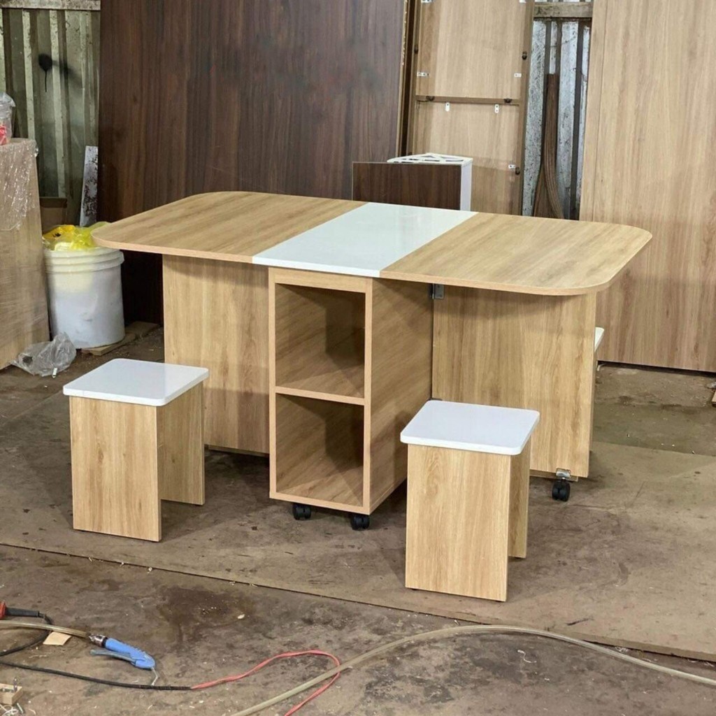 Bộ bàn ăn gấp gọn gỗ mdf nhập khẩu siêu bền-cực chắc chắn