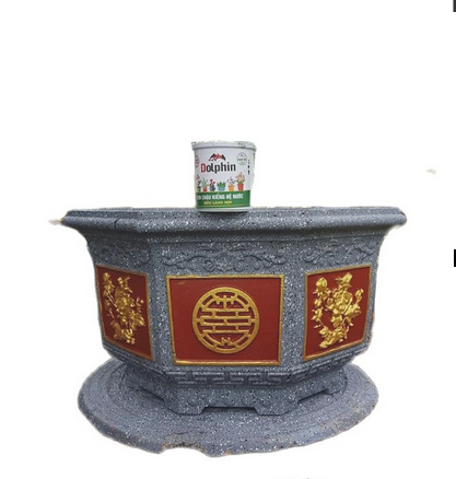 Khuôn chậu bát giác 75 có lòng trong ( hoa mẫu đơn +chữ thọ)