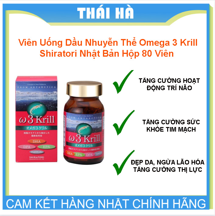 Viên Uống Dầu Nhuyễn Thể Omega 3 Krill Shiratori 80 Viên Nhật Bản