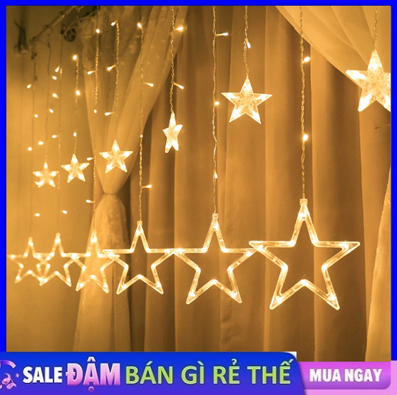 Dây đèn chớp rèm màn ngôi sao 138 LED, dây đèn LED nháy nhiều màu, đèn trang trí tết, đèn chớp tắt đủ màu, đèn rèm màn ngôi sao