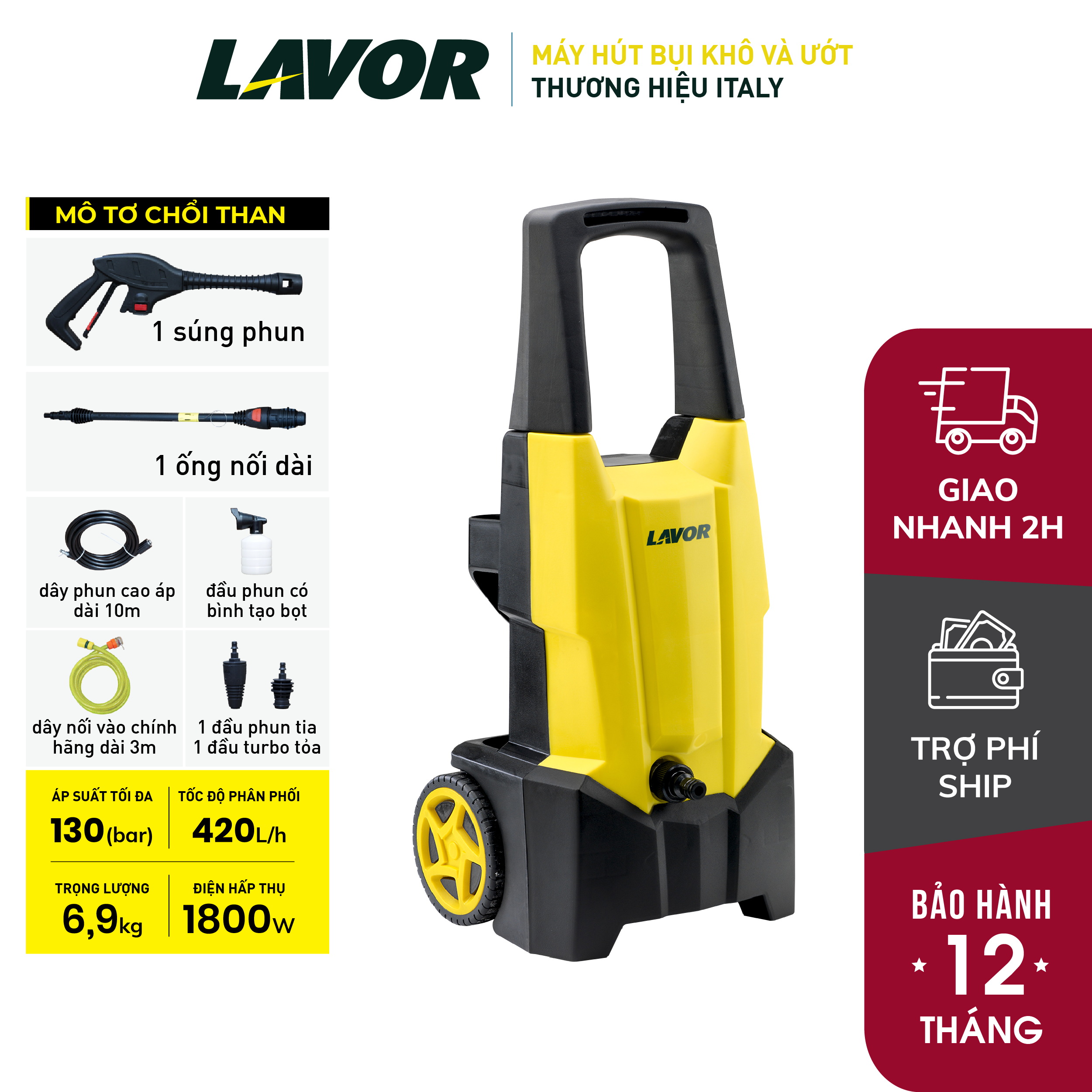 Máy phun áp lực nước lavor smart-plus130