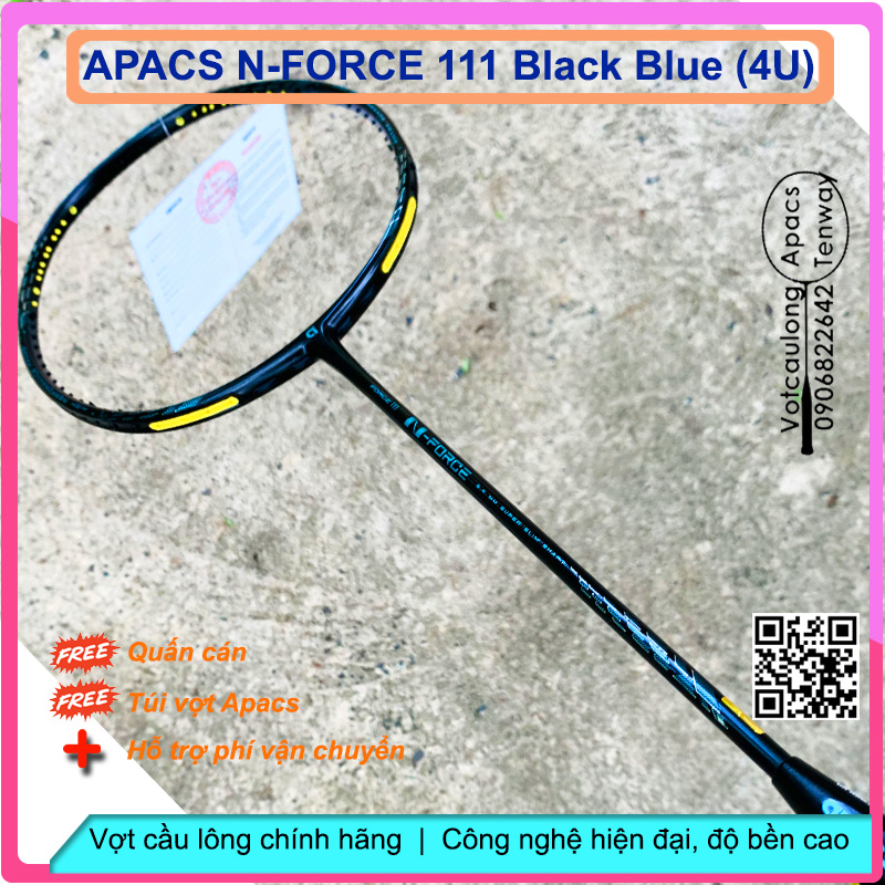 [HCM]Vợt cầu lông Apacs N-Force 111 - 4U Black Blue (New) Sức mạnh mới thân vợt đũa nhỏ cải tiến