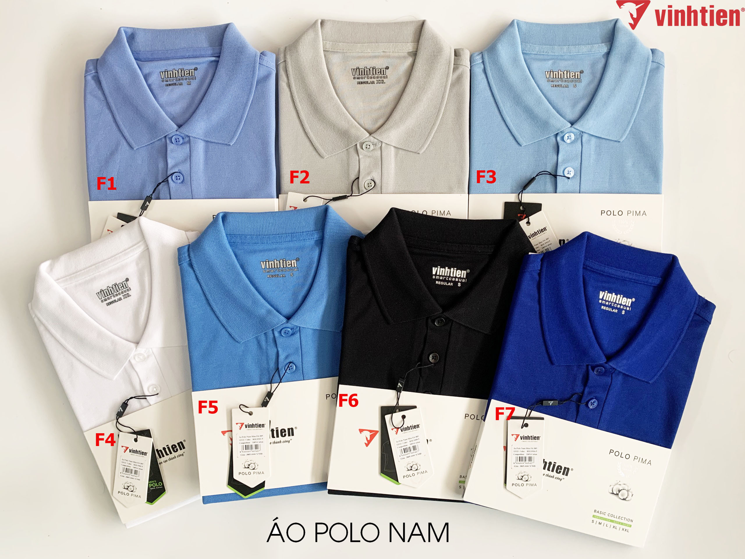 Áo Thun Nam POLO PIMA Nam Vĩnh Tiến 100% Cotton Nhiều Màu Trơn