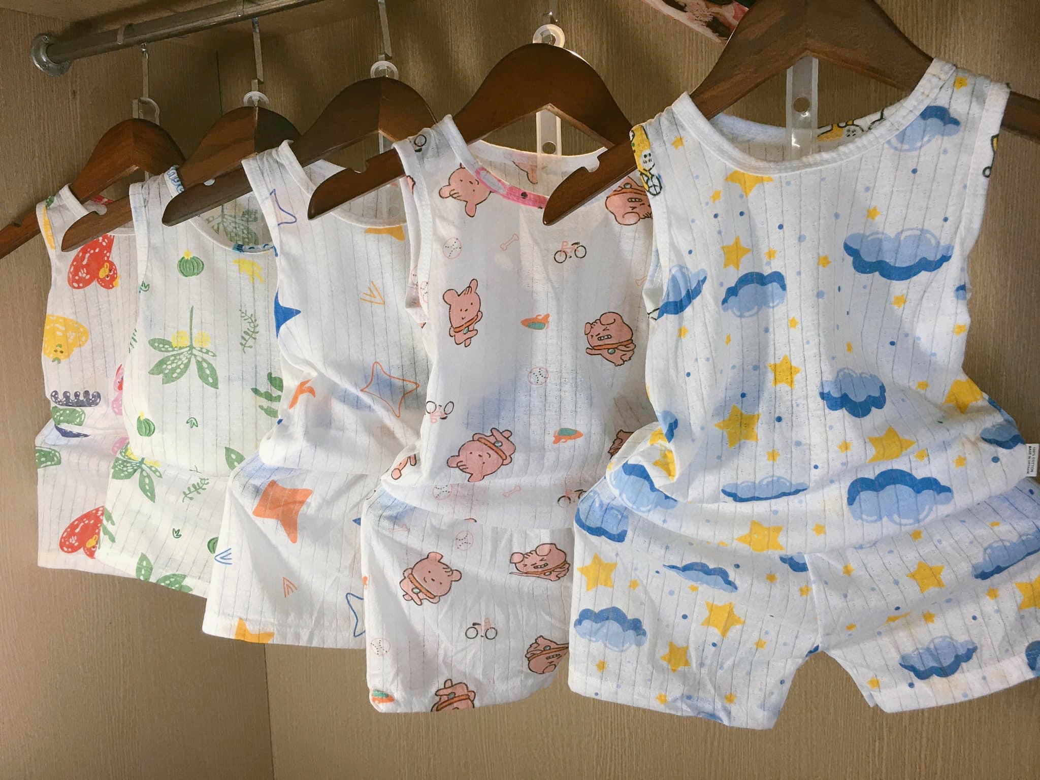 Bộ ba lỗ cho bé. Bộ cotton giấy, cotton thông hơi