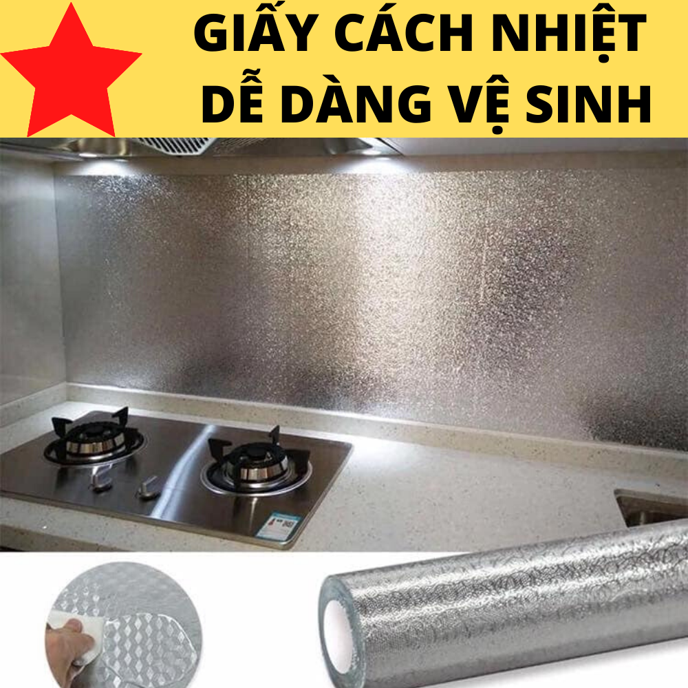 Cuộn 3m giấy dán tường nhà bếp cách nhiệt khổ 60 cm