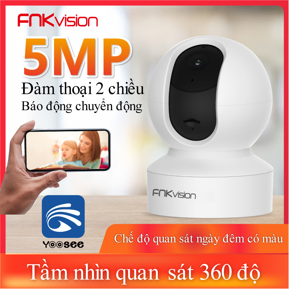Camera Wifi Fnkvision siêu nét Yoo see APP 5.0mpx 360° đàm thoại 2 chiều, - quan sát toàn cảnh