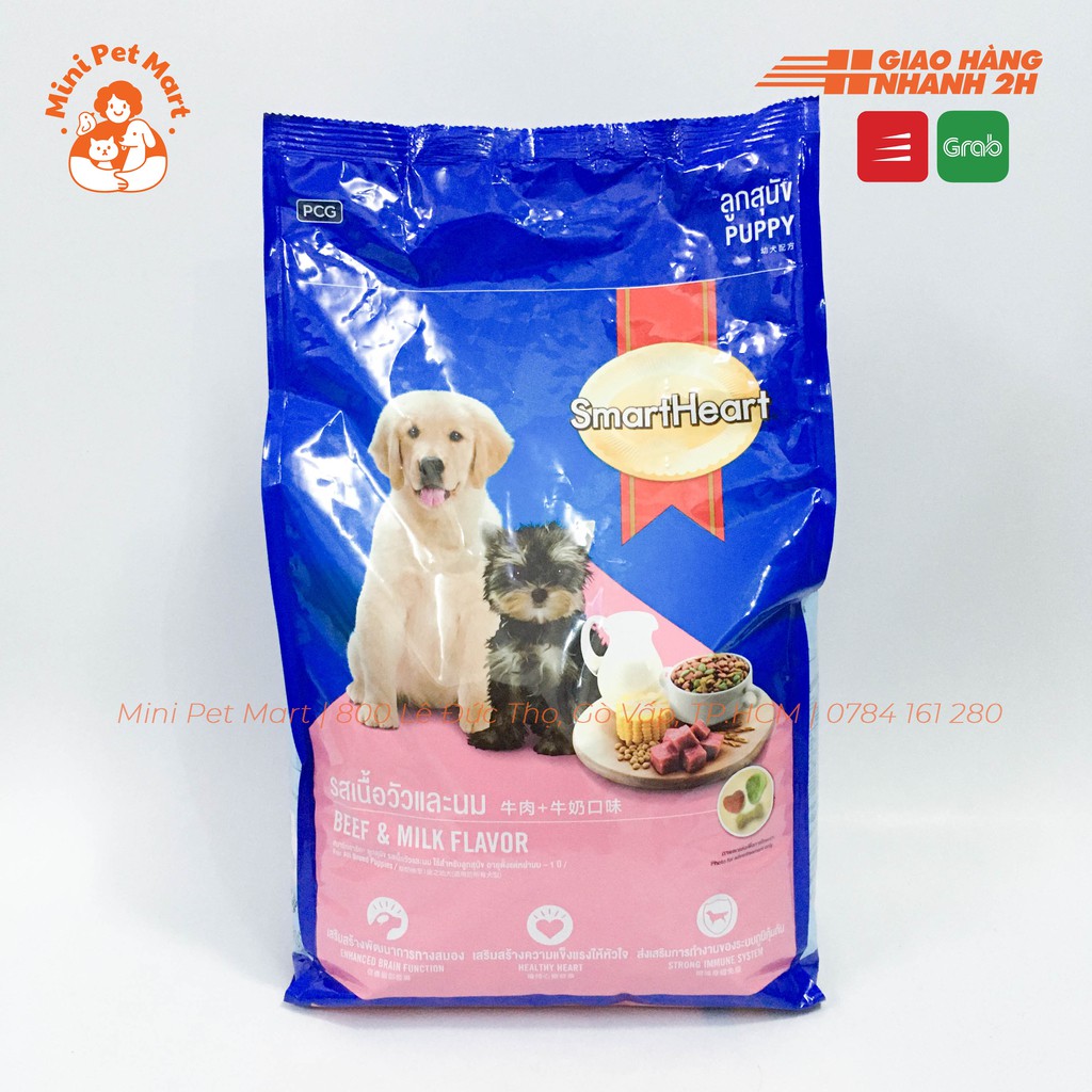 [HCM]Thức ăn hạt cho chó con SMARTHEART 3kg - Vị thịt bò và sữa