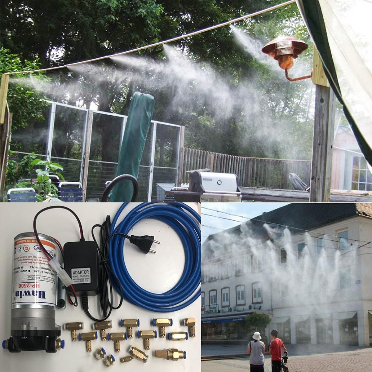 Bộ 10 đầu phun sương tạo ẩm làm mát không khí cho hiên nhà, cửa hàng, quán xá